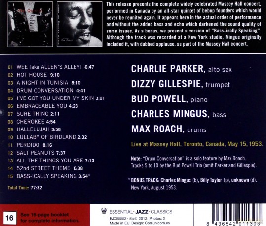 Charlie Parker: Jazz At Massey Hall [CD]