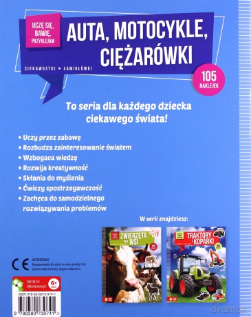 Uczę się, bawię, przyklejam. Auta, motocykle [KSIĄŻKA]