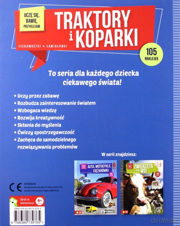Uczę się, bawię, przyklejam. Traktory i koparki [KSIĄŻKA]