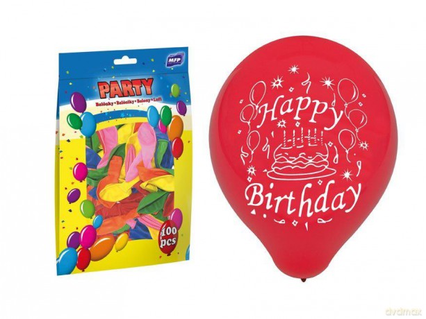 Balon M standard 23 cm Happy Birthday mix