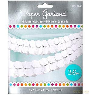 Girlanda papierowa 3,6 m biała