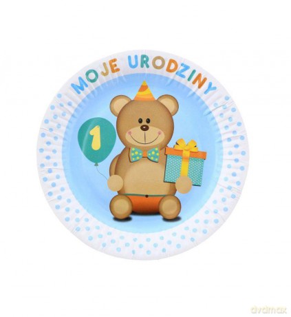 Talerzyki papierowe niebieskie - Moje pierwsze urodziny