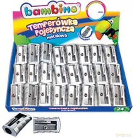 Temperówka pojedyncza metalowa BAMBINO, 24 sztuki, display.