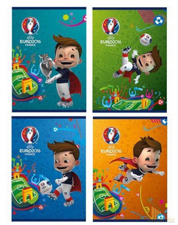 Zeszyt w okładce laminowanej, format A5, 16 kartek, krata, licencja EURO 2016