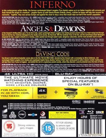 Inferno / Anioły i Demony / Kod da Vinci (Kod da Vinci / Anioły i demony / Inferno) [BOX] (Kod da Vinci / Anioły i demony / Inferno) [3xBlu-Ray 4K]+[3xBlu-Ray]