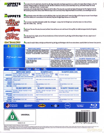 Muppets 6 Pack (Muppety: Poza prawem / Muppety / Muppety jadą do Hollywood / Muppety na tropie / Opowieść wigilijna Muppetów / Muppety na Wyspie Skarbów) [5xBlu-Ray]