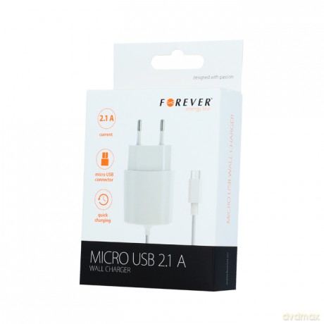 Ładowarka sieciowa Forever micro USB 2,1 A biała