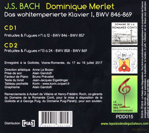 Bach: Das Wohltemperierte Klavier I Merlet (digipack) [2CD]