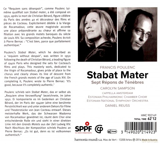 Poulenc: Stabat Mater Sampson Reuss (digipack) [CD]