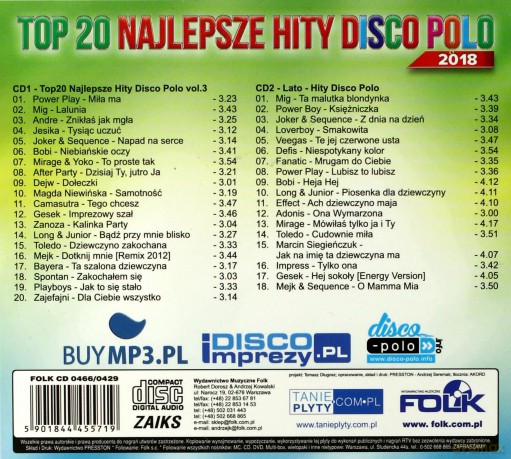 TOP 20 Najlepsze Hity Disco Polo vol. 3 Disco Na Topie vol. 1 / Wiosna 2018 - Mega Hity Disco Polo Pakiet [6CD]