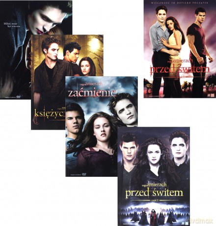 Zmierzch / Zmierzch 2: Księżyc w nowiu / Zmierzch 3: Zaćmienie / Zmierzch 4: Przed Świtem - Część 1 i 2 Pakiet [5DVD]