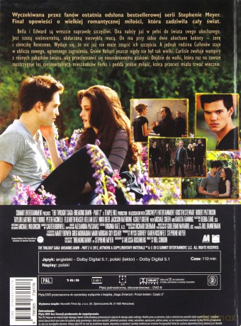 Zmierzch / Zmierzch 2: Księżyc w nowiu / Zmierzch 3: Zaćmienie / Zmierzch 4: Przed Świtem - Część 1 i 2 Pakiet [5DVD]