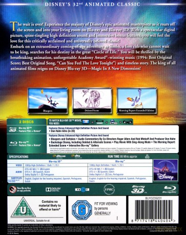The Lion King (Król Lew) (Disney) [Blu-Ray 3D]+[Blu-Ray]