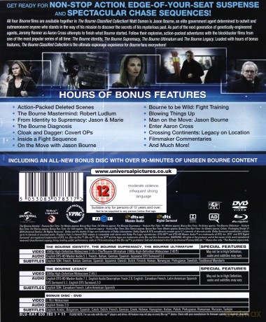 The Bourne Classified Collection (Tożsamość Bourne'a / Krucjata Bourne'a / Ultimatum Bourne'a / Dziedzictwo Bourne'a) [4xBlu-Ray]+[DVD]