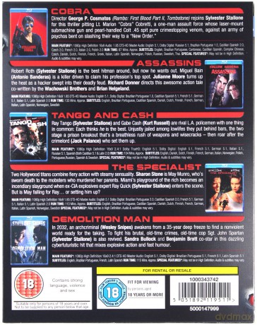 Sylvester Stallone Collection (Cobra / Zabójcy / Tango i Cash / Specjalista / Człowiek demolka) [5xBlu-Ray]