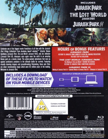 Jurassic Park Trilogy (Park jurajski / Zaginiony świat: Park jurajski / Park jurajski 3) [3xBlu-Ray]