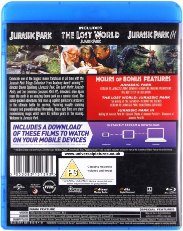 Jurassic Park Trilogy (Park jurajski / Zaginiony świat: Park jurajski / Park jurajski 3) [3xBlu-Ray]