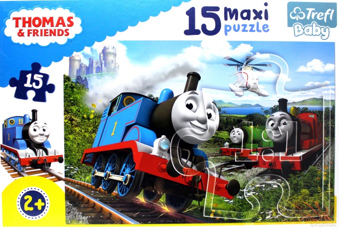 Baby 15 el. maxi - Tomek i Przyjaciele, Pędzące lokomotywy [PUZZLE]
