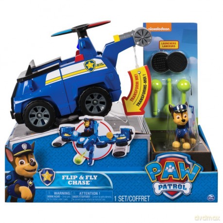 Psi Patrol, Flip and Fly Pojazd z figurka, Chase [FIGURKA]