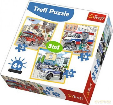 TREFL Puzzle 3w1 Pojazdy interwencyjne i zawody [PUZZLE]