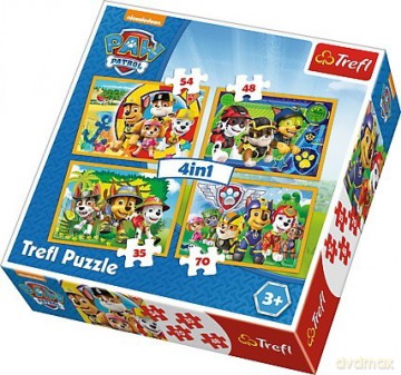 TREFL Puzzle 4w1 - Psi Patrol, Zawsze na czas [PUZZLE]
