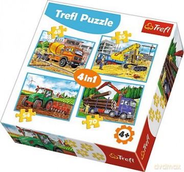 TREFL Puzzle 4w1 Duże maszyny budowlane [PUZZLE]