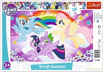 TREFL Puzzle ramkowe 15 el. - My Little Pony, Zabawa kucyków [PUZZLE]