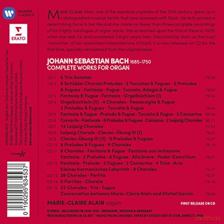 Marie-Claire Alain: Bach: Complete Organ Works (1st Analogue Version) [15CD]