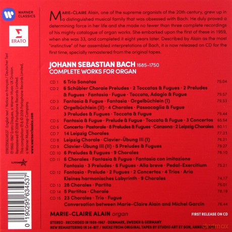 Marie-Claire Alain: Bach: Complete Organ Works (1st Analogue Version) [15CD]
