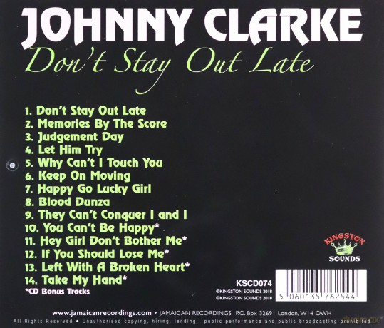 Johnny Clarke: Don't Stay Out Late [CD]