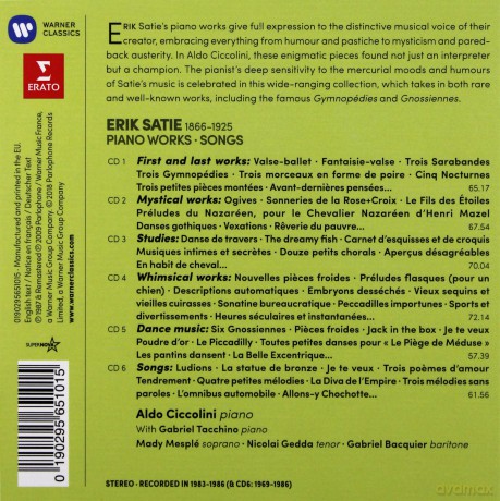 Aldo Ciccolini: Satie: Piano Works [2nd Version], Melodies [6CD]