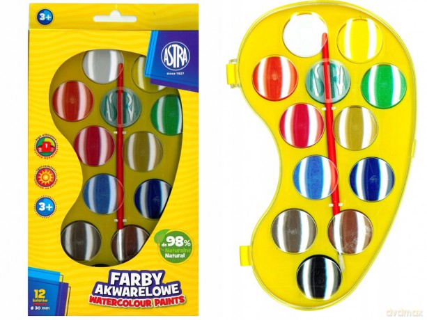 Farby Akwarelowe paletka fi30mm 12 kolorów