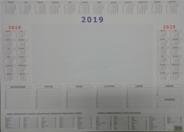 Kalendarz 2019 Biuwar A2 (30 kart) [KALENDARZ]