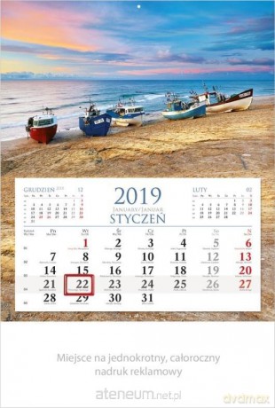 Kalendarz 2019 Jednodzielny Wakacje KM2 [KALENDARZ]