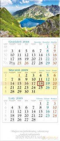 Kalendarz 2019 Trójdzielny Czarny Staw KT1 [KALENDARZ]