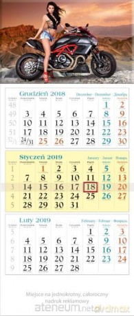 Kalendarz 2019 Trójdzielny Motor KT20 [KALENDARZ]