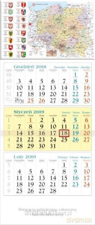 Kalendarz 2019 Trójdzielny Polska TK13 [KALENDARZ]