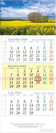 Kalendarz 2019 Trójdzielny Widok KT7 [KALENDARZ]