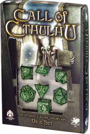 Komplet Kości "Zew Cthulhu" - Zielono-fosforyzujący [GRA]