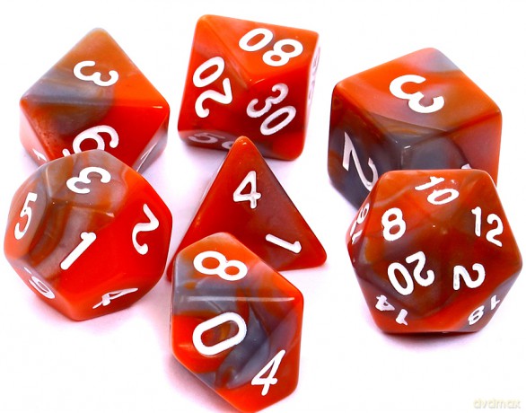 Komplet kości REBEL RPG - Dwukolorowe - Pomarańczowo-szare [GRA]