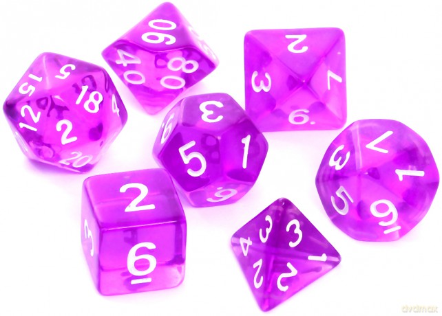 Komplet kości REBEL RPG - Kryształowe - Fioletowe [GRA]