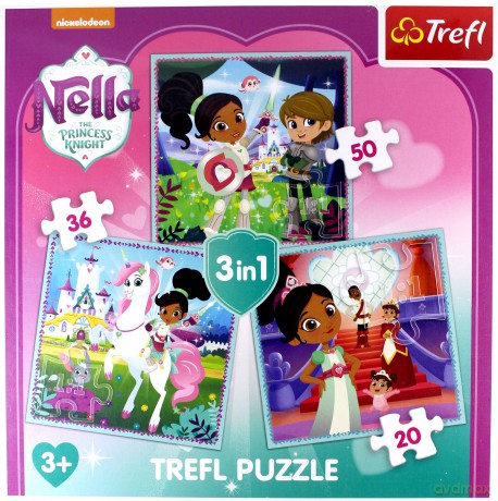 TREFL Puzzle 3w1 - Rycerka Nella i jej świat [PUZZLE]