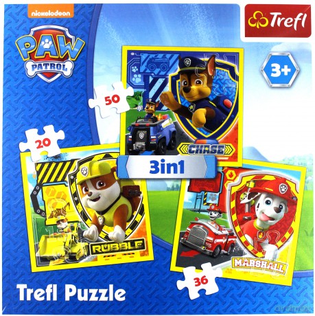TREFL Puzzle 3w1 Psi Patrol - Marshall, Rubble i Chase [PUZZLE]