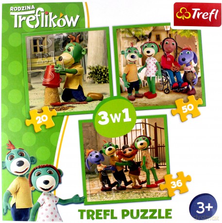 TREFL Puzzle 3w1 Rodzina Treflików - Zabawy Treflików [PUZZLE]