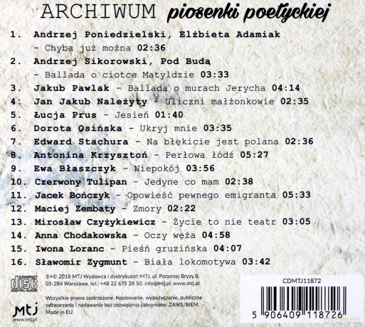 Archiwum piosenki poetyckiej [CD]