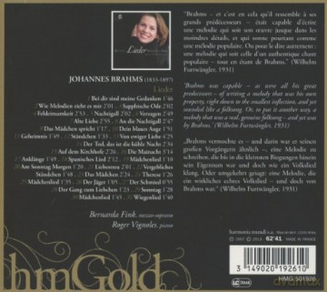 Brahms: Lieder Fink Vignoles (digipack) [CD]