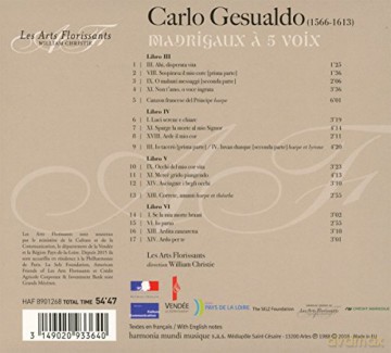 Gesualdo: Madrigals Les Arts Florissants (digipack) [CD]