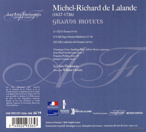 Lalande: Te Deum Les Arts Florissants (digipack) [CD]
