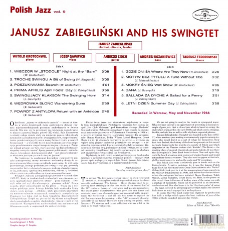 Janusz Zabiegliński Swingtet: Janusz Zabieglinski And His Swingtet (Polish Jazz vol. 9) [Winyl]