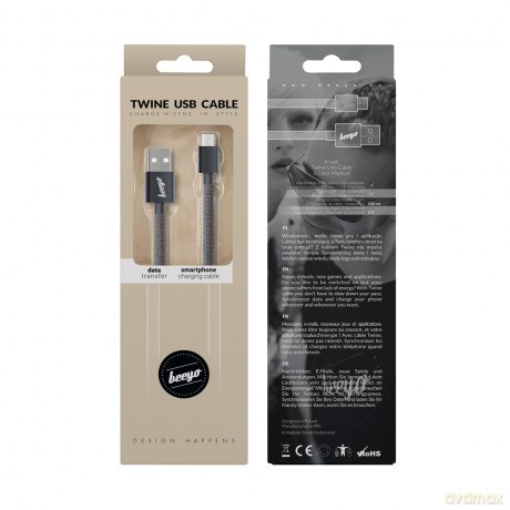 Beeyo Twine kabel micro-USB czarny